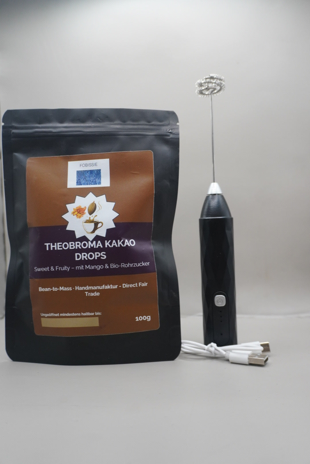 Fobissie Sweet & Fruity Set – Kakaodrops mit Mango + Milchaufschäumer