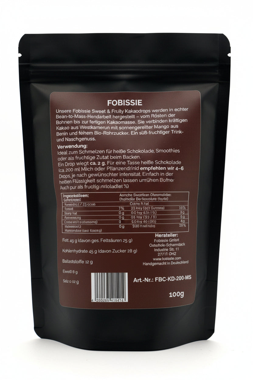 Fobissie Sweet & Fruity – Kakaodrops mit Mango & Bio-Rohrzucker (100 g)