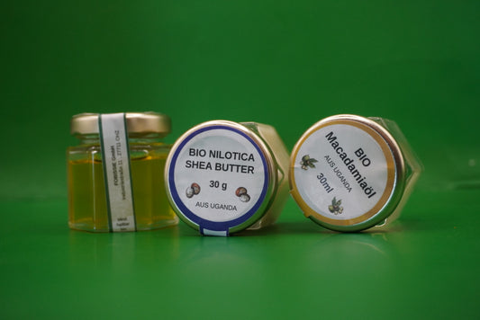 Pflege-Set: Macadamia-Öl, Moringa-Öl & Nilotica Shea Butter (3-teilig)