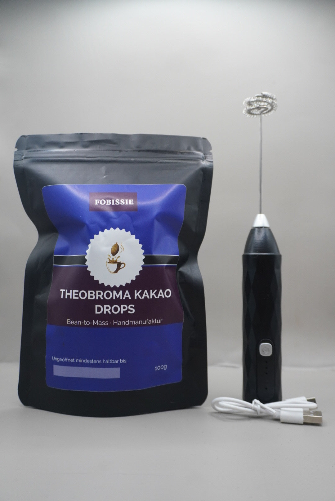 Theobroma Pure Set – 100 % Kakaodrops + Milchaufschäumer