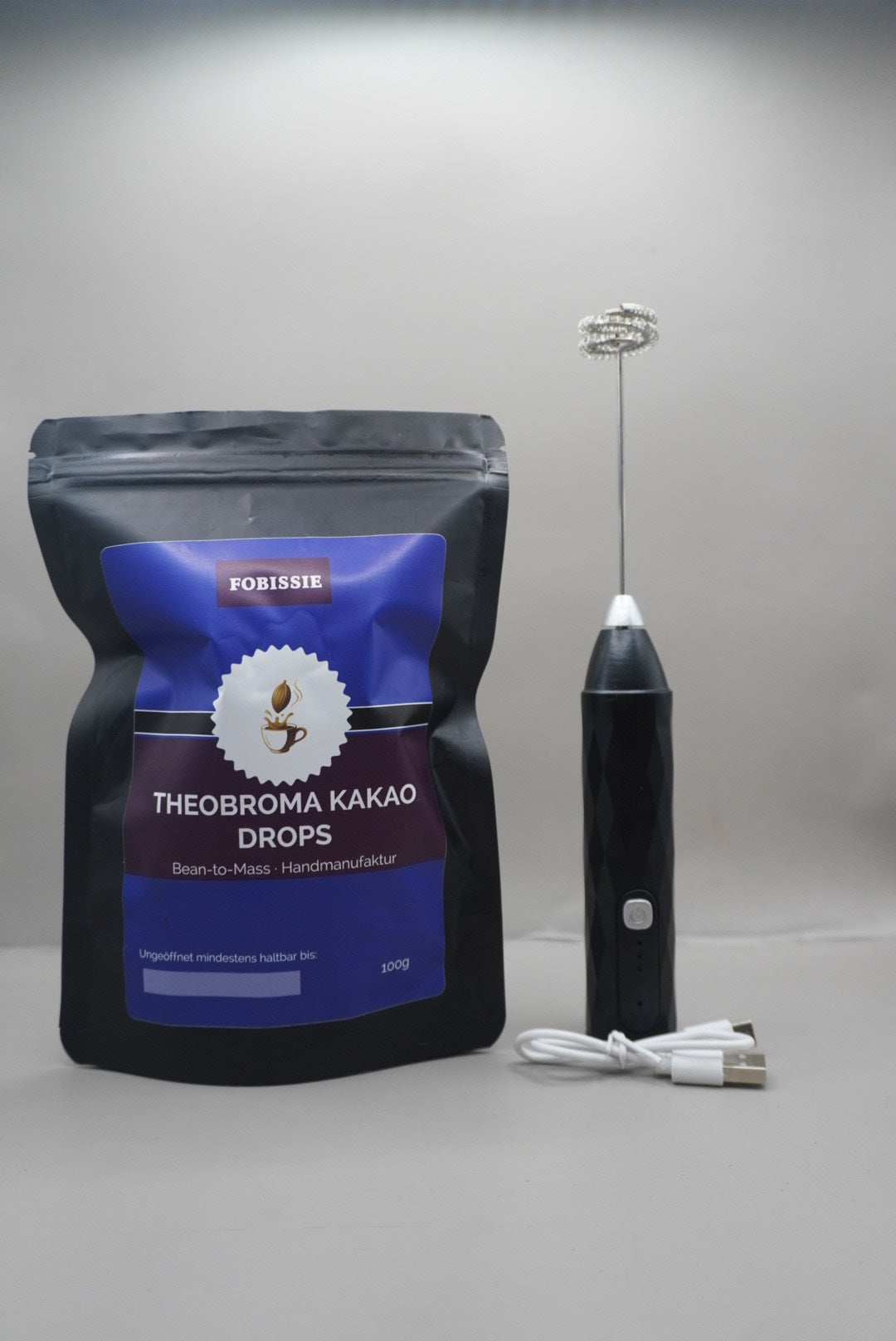 Theobroma Pure Set – 100 % Kakaodrops + Milchaufschäumer