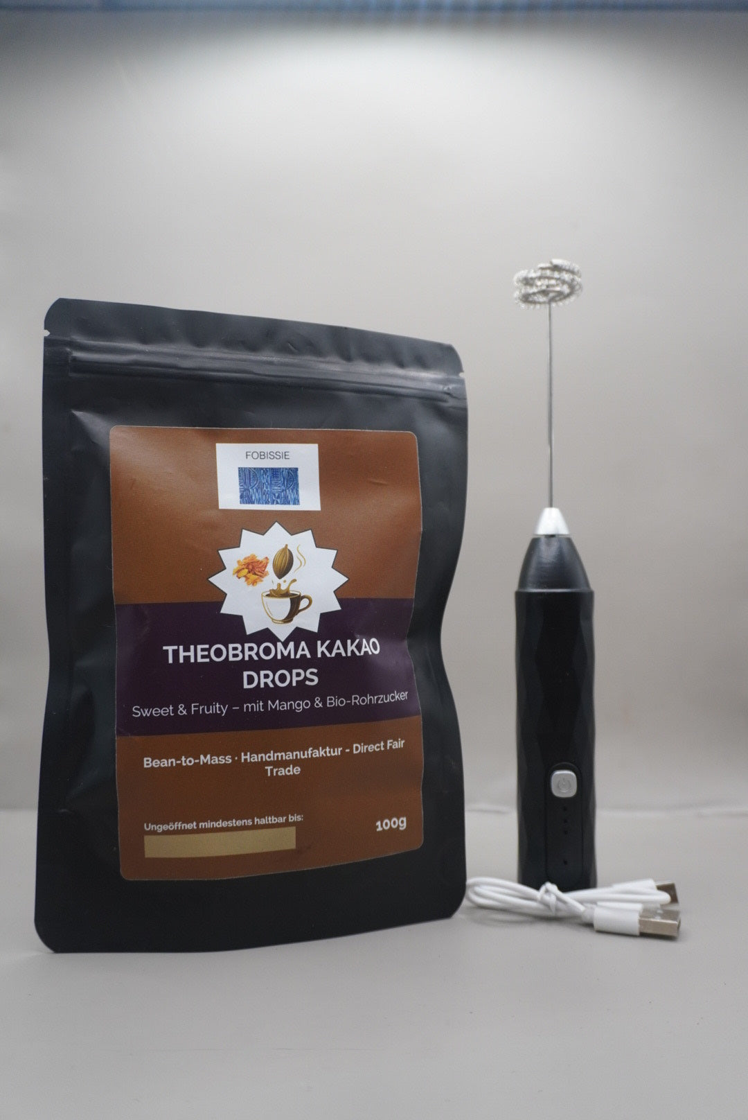 Fobissie Sweet & Fruity Set – Kakaodrops mit Mango + Milchaufschäumer
