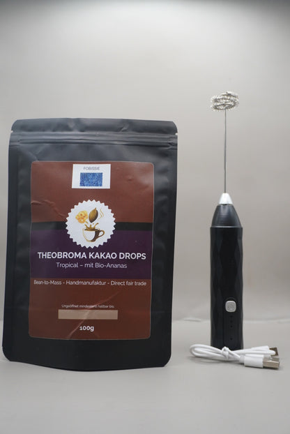 Fobissie Tropical Set – Kakaodrops mit Bio-Ananas + Milchaufschäumer
