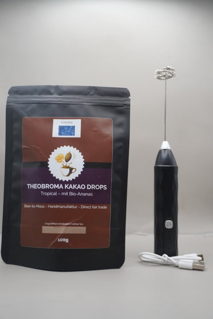Fobissie Tropical Set – Kakaodrops mit Bio-Ananas + Milchaufschäumer